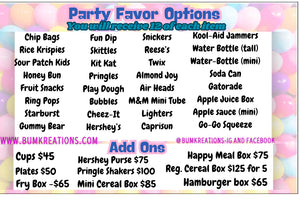PARTY FAVORS-FILLED AND UNFILLED
