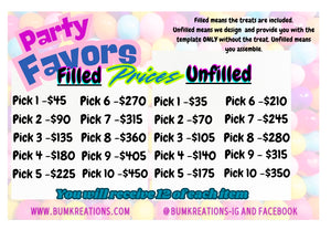 PARTY FAVORS-FILLED AND UNFILLED