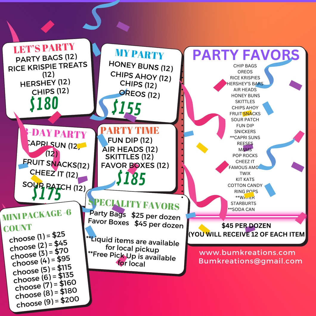 PARTY FAVOR MINI PACKAGE-COUNT 6